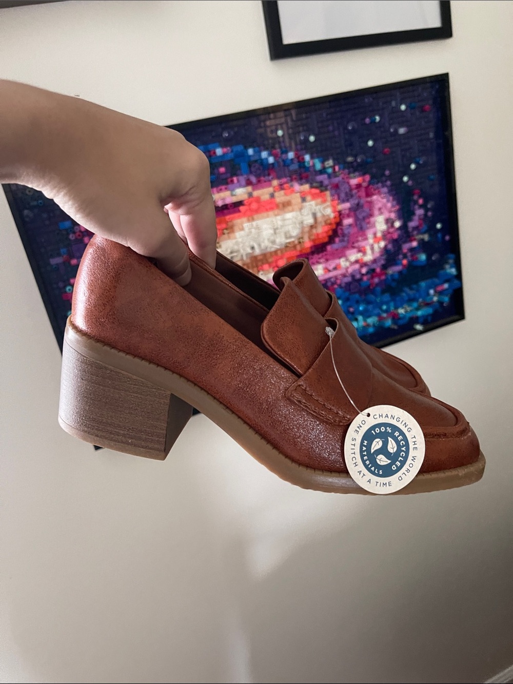 BareTraps Chestnut Brown Block Heel Loafer